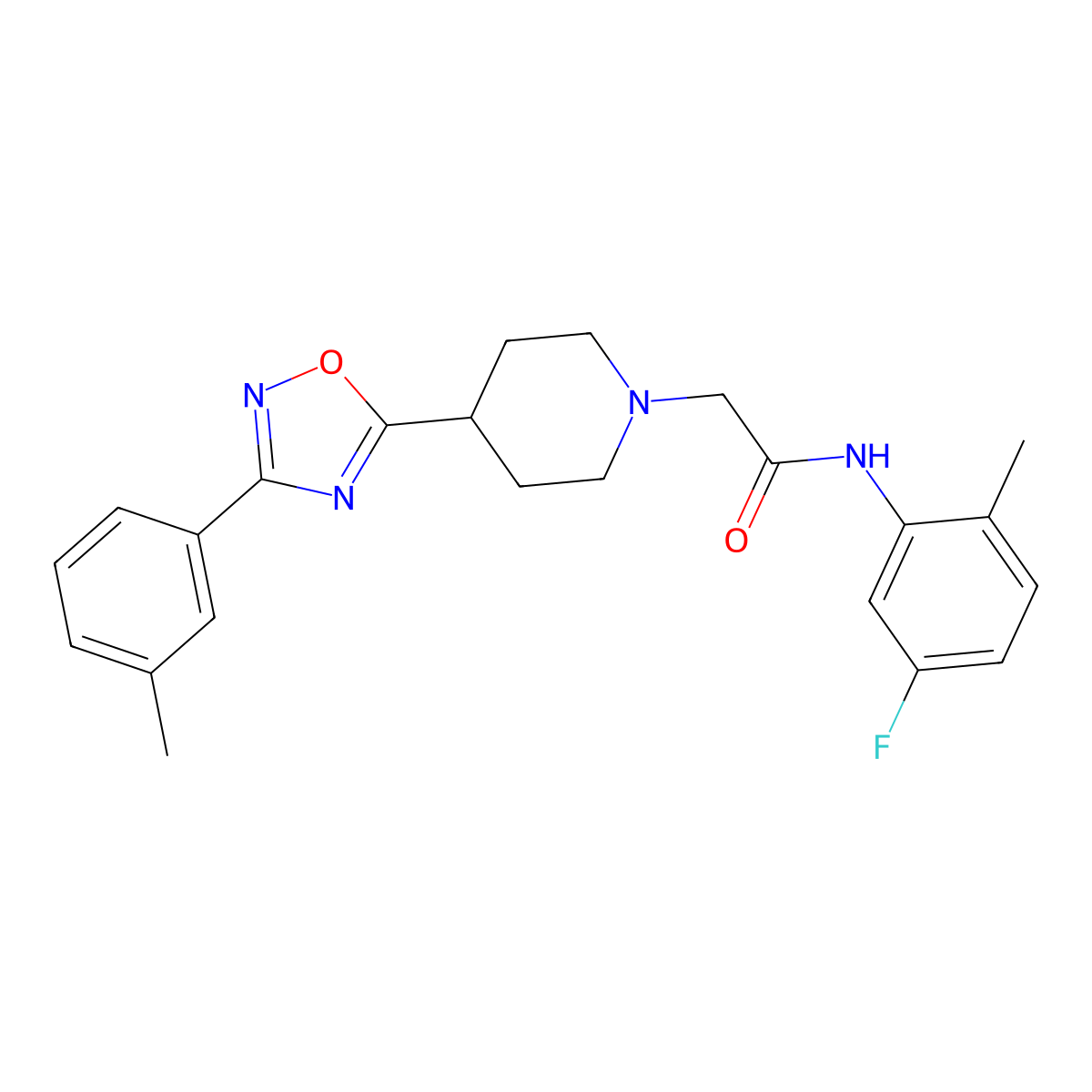 N-(5-fluoro-2-methylphenyl)-2-{4-[3-(3-methylphenyl)-1,2,4-oxadiazol-5-yl]piperidin-1-yl}acetamide molecular structure, CAS 1251556-62-3
