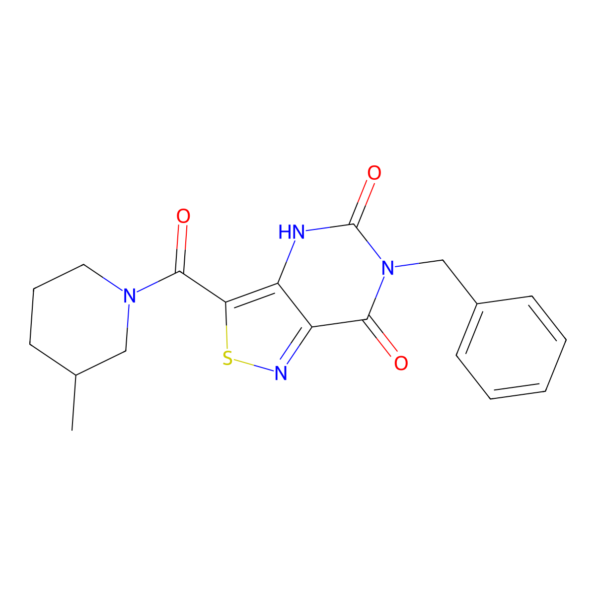 6-benzyl-3-(3-methylpiperidine-1-carbonyl)-4H,5H,6H,7H-[1,2]thiazolo[4,3-d]pyrimidine-5,7-dione molecular structure, CAS 1251556-63-4