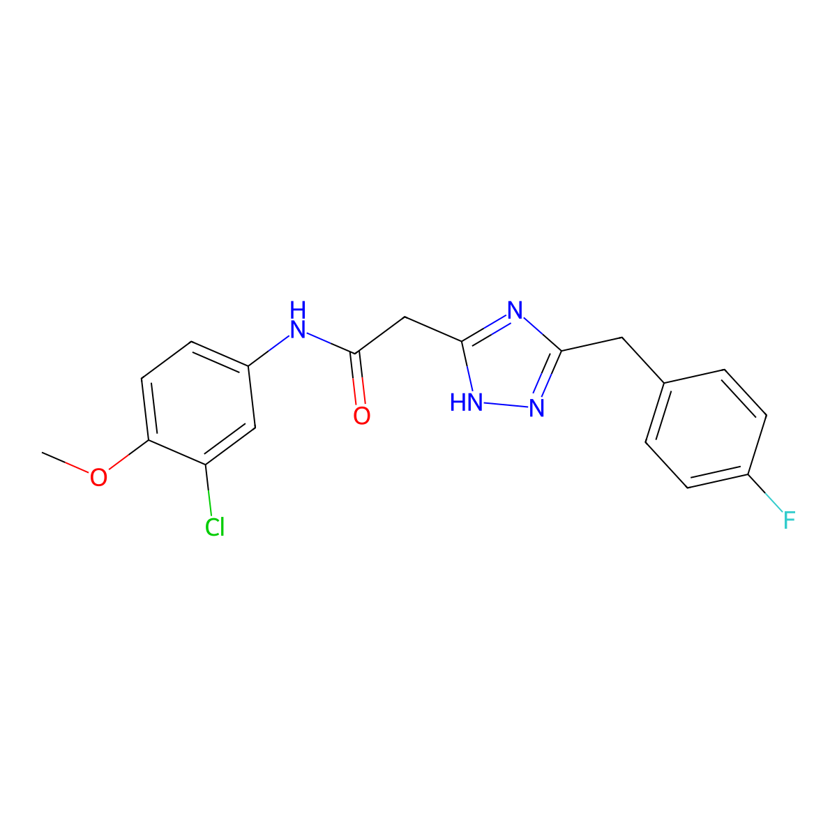 N-(3-chloro-4-methoxyphenyl)-2-(3-(4-fluorobenzyl)-1H-1,2,4-triazol-5-yl)acetamide molecular structure, CAS 1251556-69-0