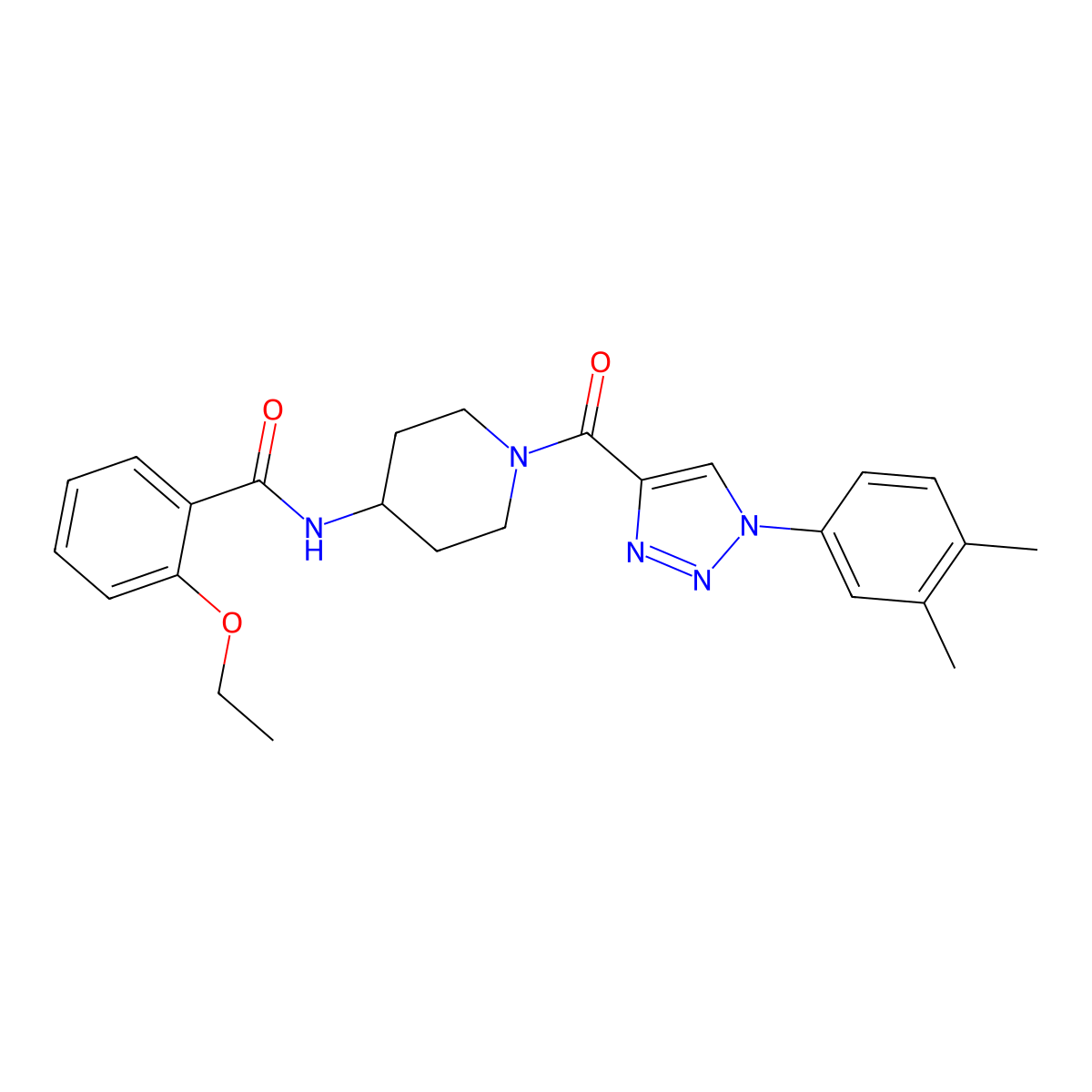 N-(1-(1-(3,4-dimethylphenyl)-1H-1,2,3-triazole-4-carbonyl)piperidin-4-yl)-2-ethoxybenzamide molecular structure, CAS 1251556-70-3