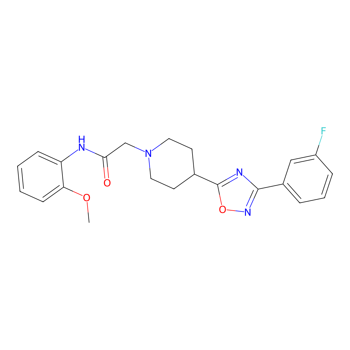 2-{4-[3-(3-fluorophenyl)-1,2,4-oxadiazol-5-yl]piperidin-1-yl}-N-(2-methoxyphenyl)acetamide molecular structure, CAS 1251556-71-4