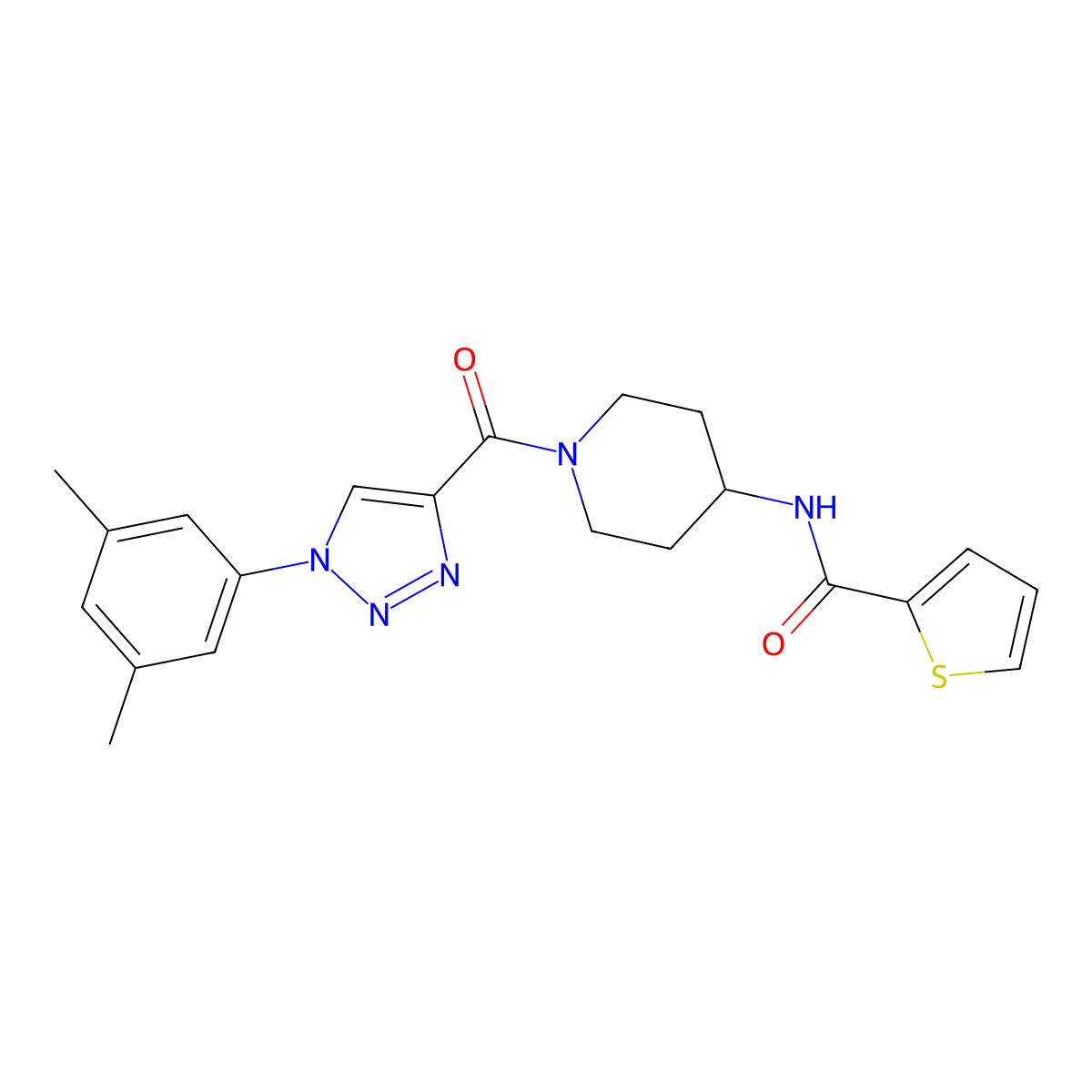 N-{1-[1-(3,5-dimethylphenyl)-1H-1,2,3-triazole-4-carbonyl]piperidin-4-yl}thiophene-2-carboxamide molecular structure, CAS 1251556-78-1