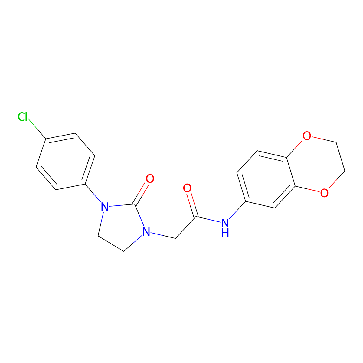 2-[3-(4-chlorophenyl)-2-oxoimidazolidin-1-yl]-N-(2,3-dihydro-1,4-benzodioxin-6-yl)acetamide molecular structure, CAS 1251556-81-6