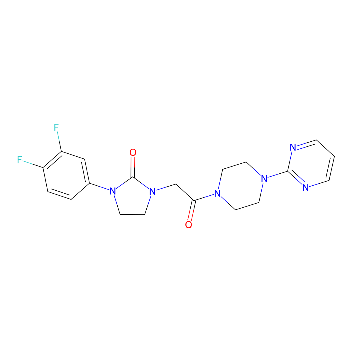 1-(3,4-Difluorophenyl)-3-{2-oxo-2-[4-(pyrimidin-2-yl)piperazin-1-yl]ethyl}imidazolidin-2-one molecular structure, CAS 1251556-85-0