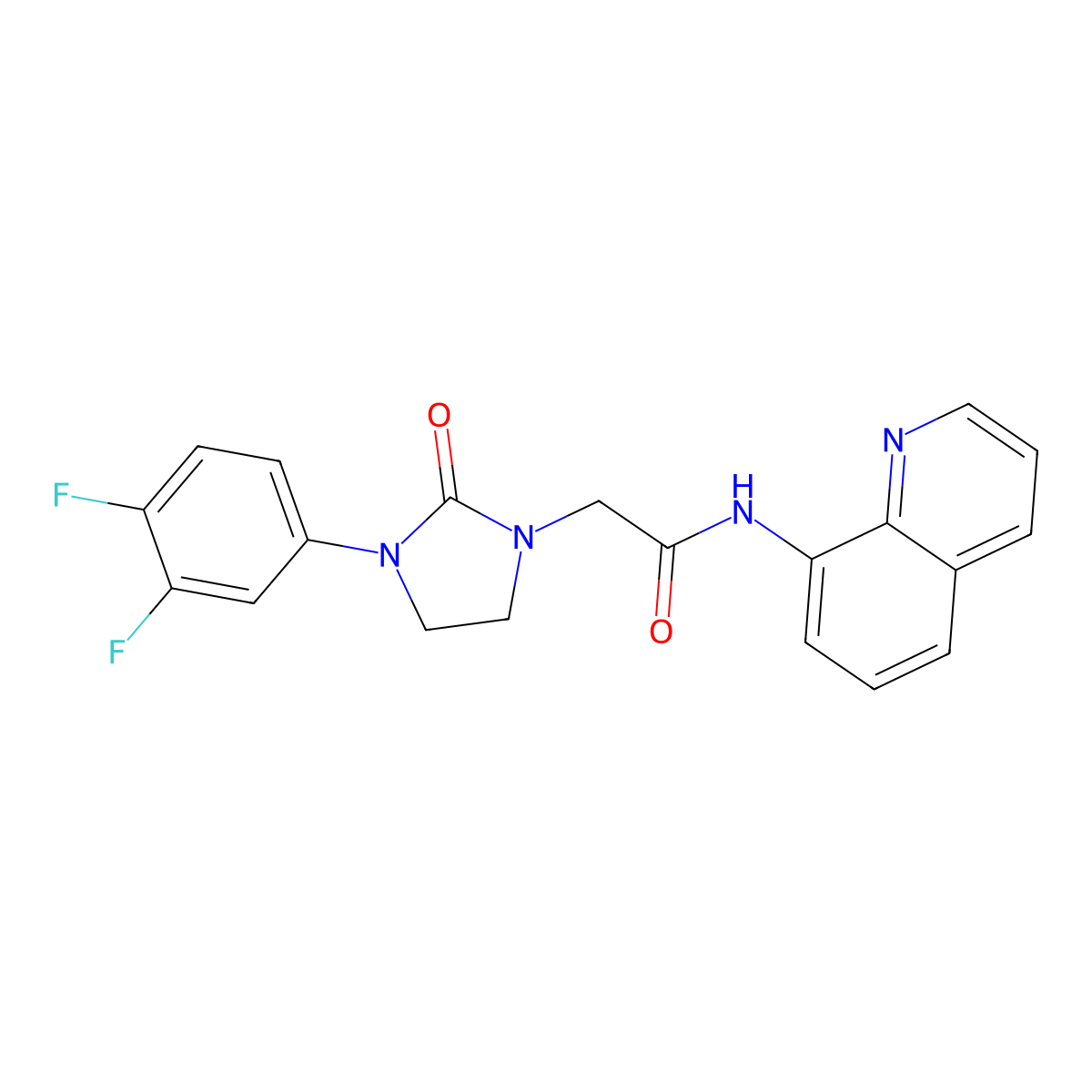 2-[3-(3,4-difluorophenyl)-2-oxoimidazolidin-1-yl]-N-(quinolin-8-yl)acetamide molecular structure, CAS 1251556-90-7