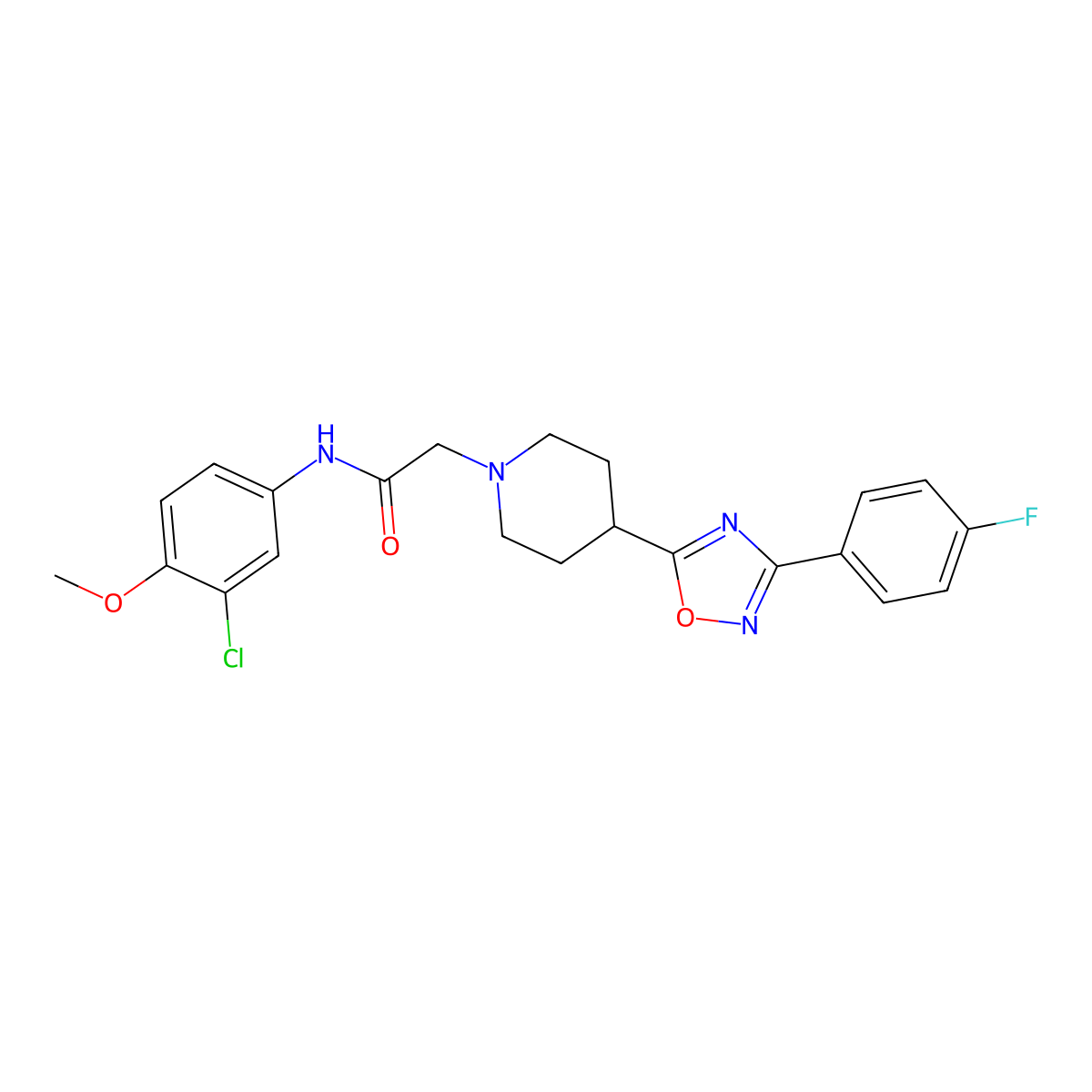 N-(3-chloro-4-methoxyphenyl)-2-(4-(3-(4-fluorophenyl)-1,2,4-oxadiazol-5-yl)piperidin-1-yl)acetamide molecular structure, CAS 1251556-91-8