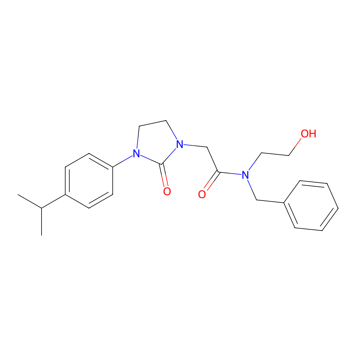 N-benzyl-N-(2-hydroxyethyl)-2-(3-(4-isopropylphenyl)-2-oxoimidazolidin-1-yl)acetamide molecular structure, CAS 1251556-93-0