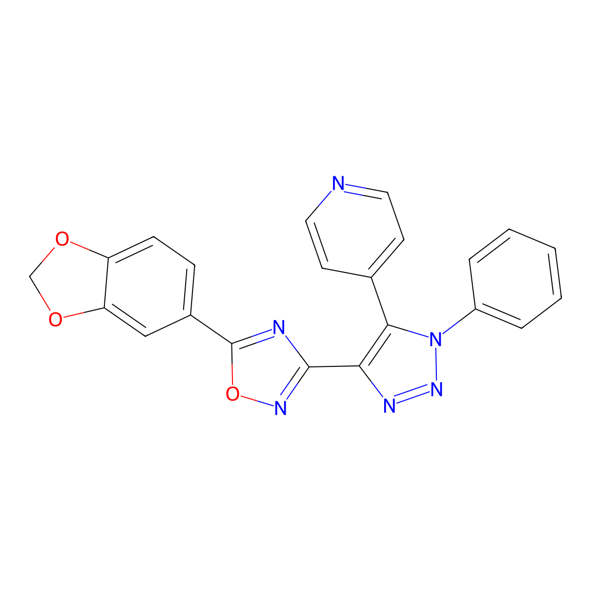 4-{4-[5-(2H-1,3-benzodioxol-5-yl)-1,2,4-oxadiazol-3-yl]-1-phenyl-1H-1,2,3-triazol-5-yl}pyridine molecular structure, CAS 1251556-94-1