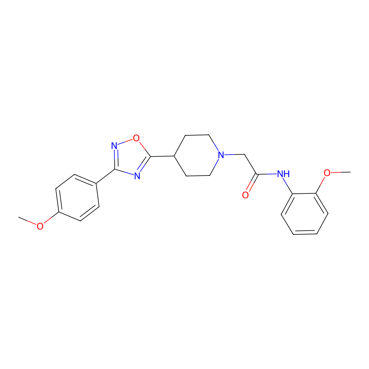 N-(2-methoxyphenyl)-2-{4-[3-(4-methoxyphenyl)-1,2,4-oxadiazol-5-yl]piperidin-1-yl}acetamide molecular structure, CAS 1251556-96-3