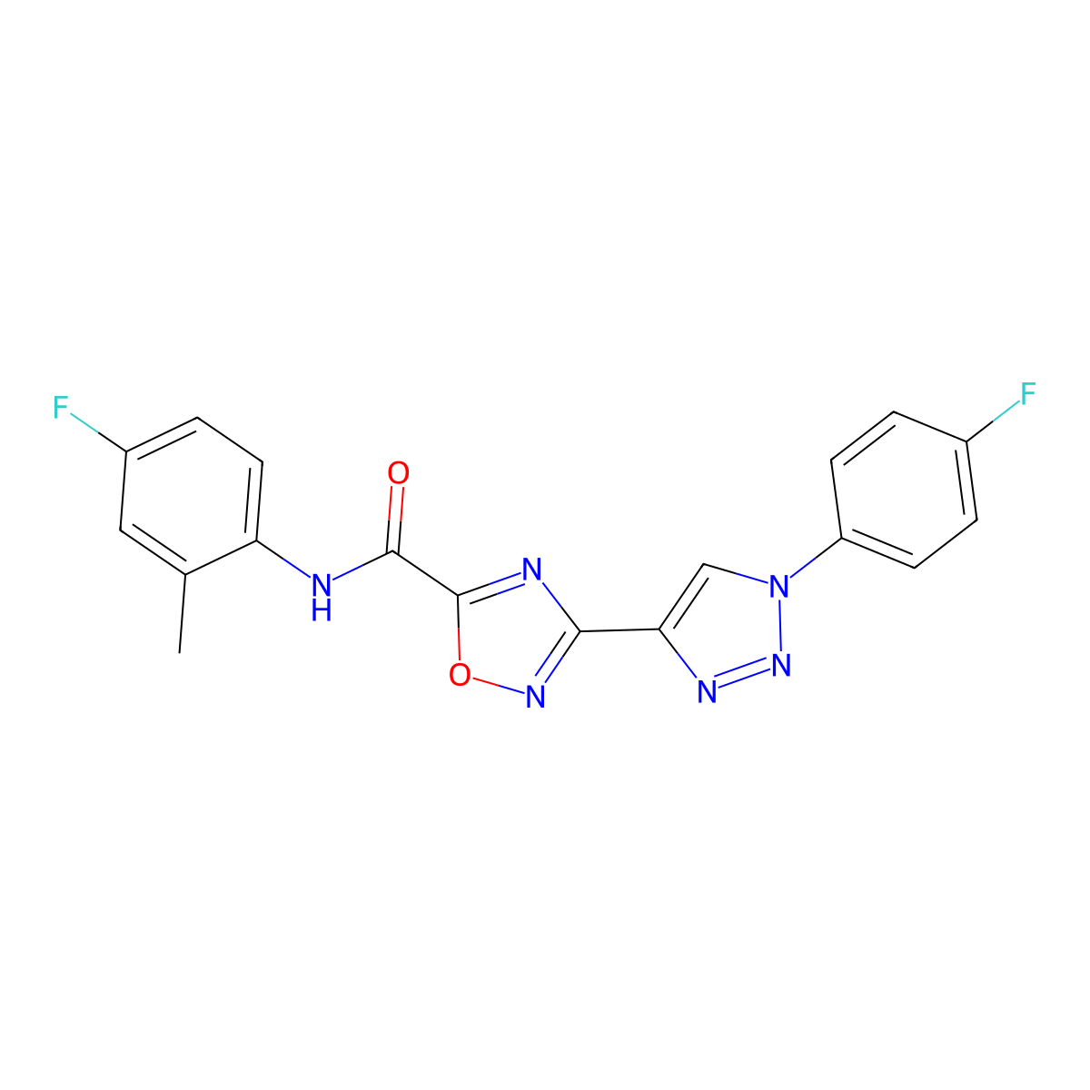 N-(4-fluoro-2-methylphenyl)-3-[1-(4-fluorophenyl)-1H-1,2,3-triazol-4-yl]-1,2,4-oxadiazole-5-carboxamide molecular structure, CAS 1251556-98-5