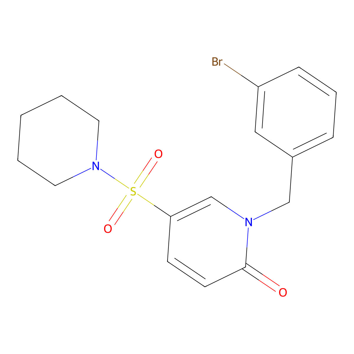 1-(3-bromobenzyl)-5-(piperidin-1-ylsulfonyl)pyridin-2(1H)-one molecular structure, CAS 1251557-08-0