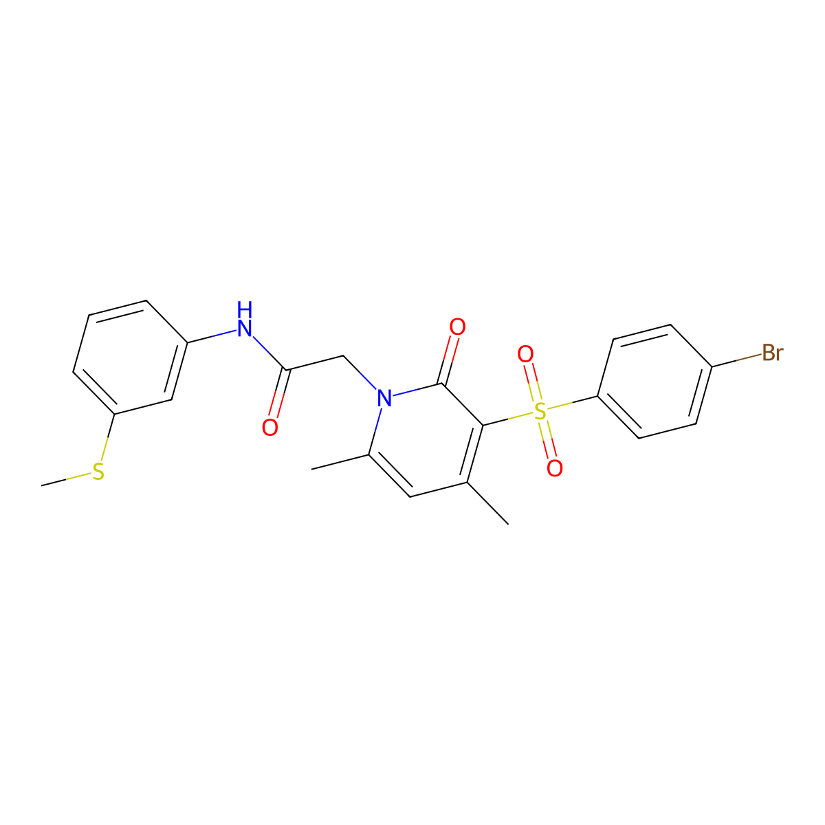 2-(3-((4-bromophenyl)sulfonyl)-4,6-dimethyl-2-oxopyridin-1(2H)-yl)-N-(3-(methylthio)phenyl)acetamide molecular structure, CAS 1251557-16-0