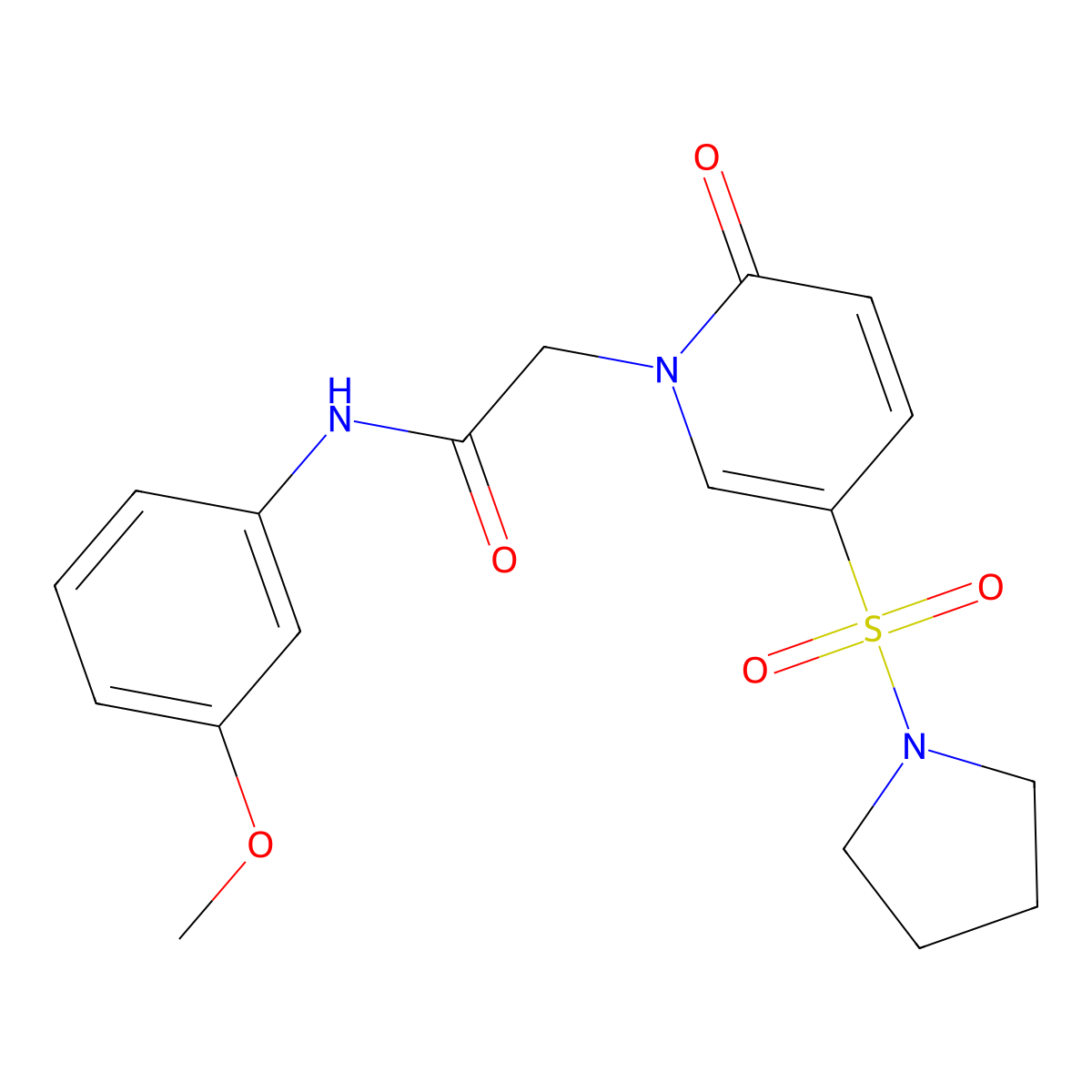 N-(3-methoxyphenyl)-2-(2-oxo-5-pyrrolidin-1-ylsulfonylpyridin-1-yl)acetamide molecular structure, CAS 1251557-18-2