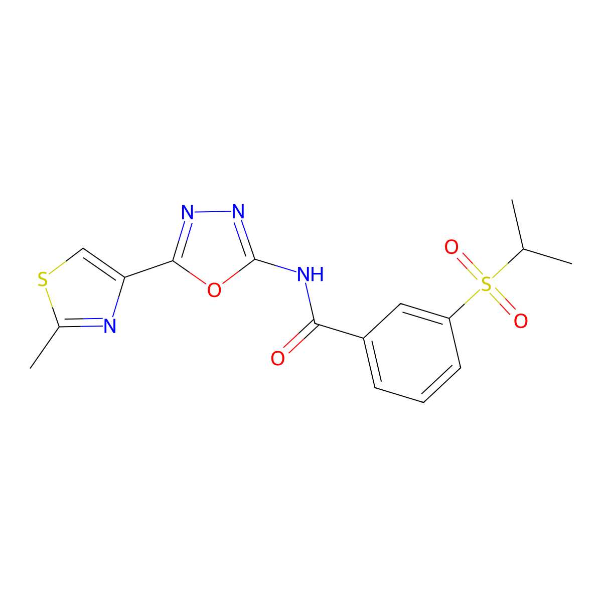3-(isopropylsulfonyl)-N-(5-(2-methylthiazol-4-yl)-1,3,4-oxadiazol-2-yl)benzamide molecular structure, CAS 1251557-19-3