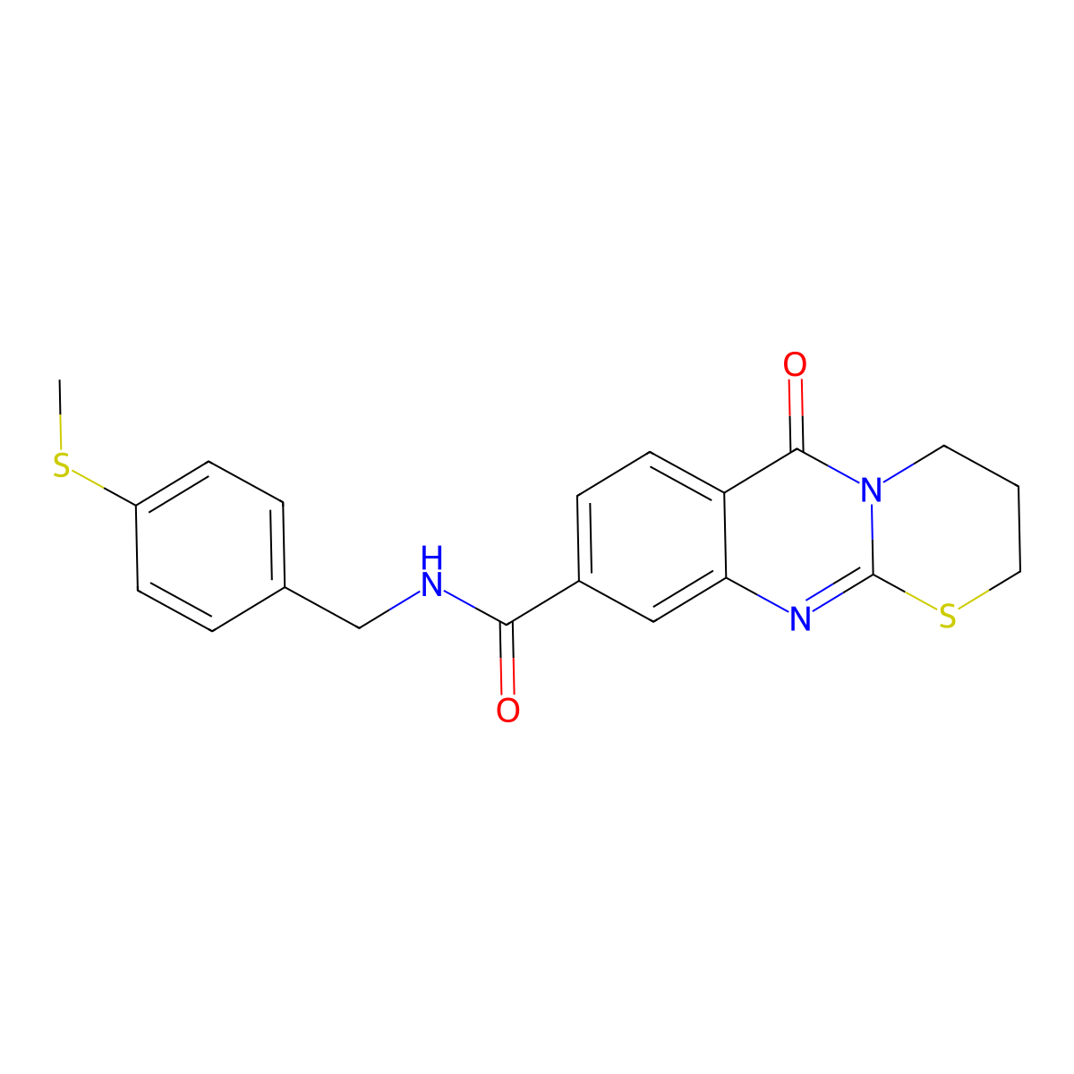 N-(4-(methylthio)benzyl)-6-oxo-2,3,4,6-tetrahydro-[1,3]thiazino[2,3-b]quinazoline-9-carboxamide molecular structure, CAS 1251557-21-7