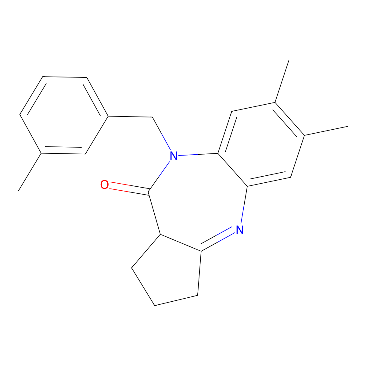 6,7-dimethyl-9-(3-methylbenzyl)-2,3,9,10a-tetrahydrobenzo[b]cyclopenta[e][1,4]diazepin-10(1H)-one molecular structure, CAS 1251557-24-0
