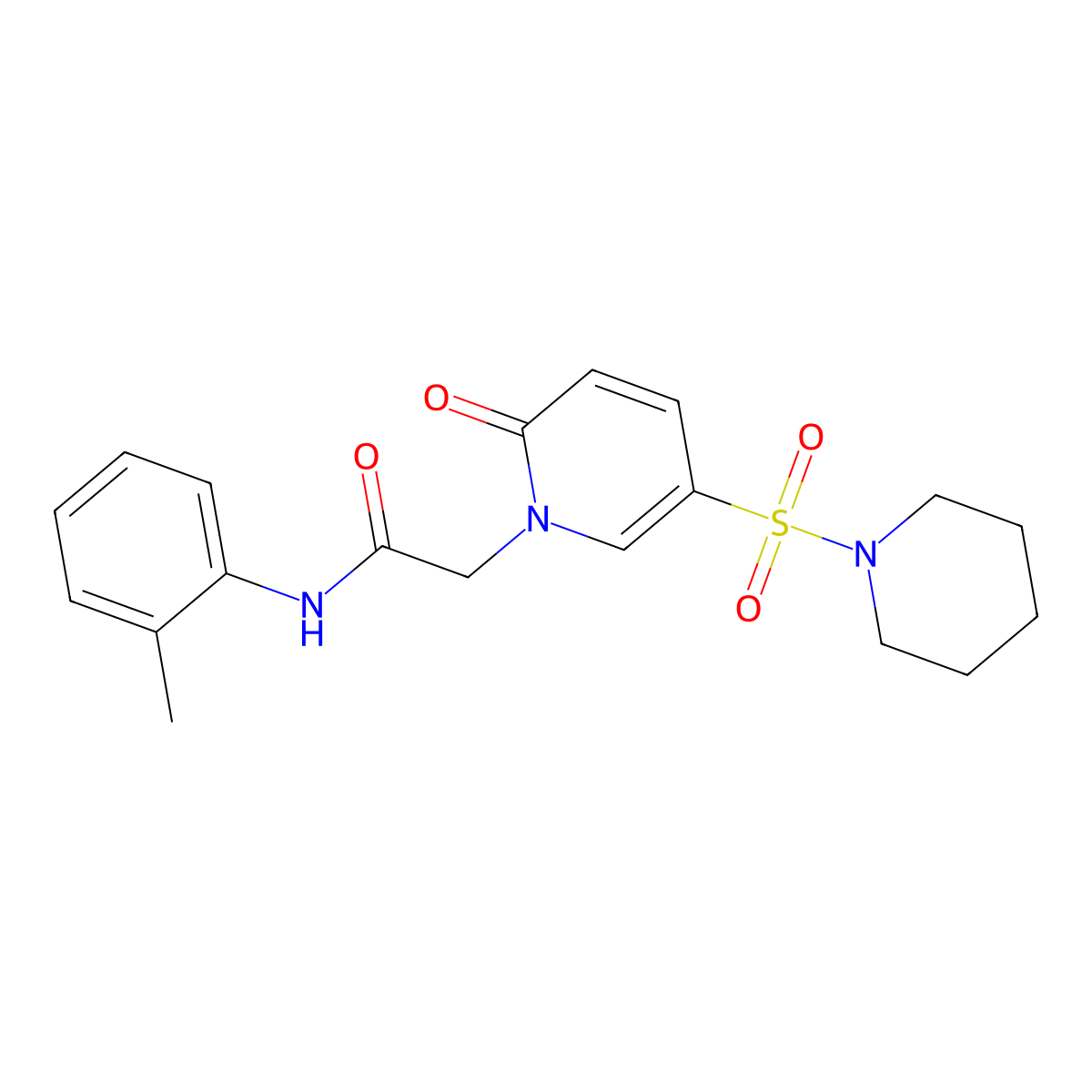 N-(2-methylphenyl)-2-[2-oxo-5-(piperidin-1-ylsulfonyl)pyridin-1(2H)-yl]acetamide molecular structure, CAS 1251557-25-1