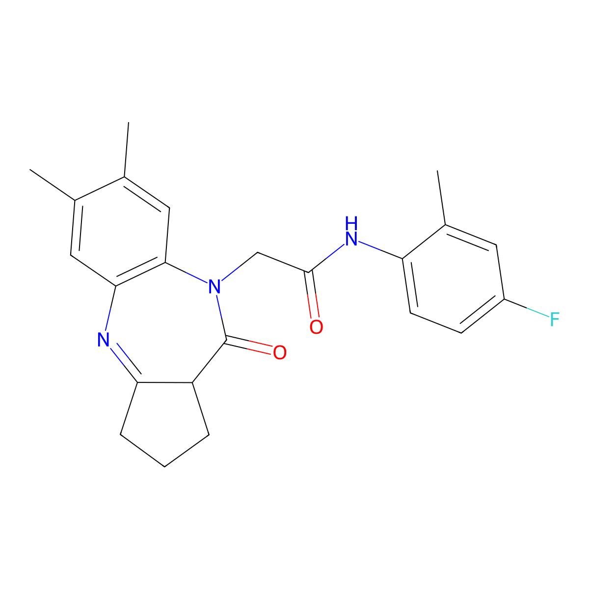 2-{12,13-dimethyl-8-oxo-2,9-diazatricyclo[8.4.0.0^{3,7}]tetradeca-1(10),2,11,13-tetraen-9-yl}-N-(4-fluoro-2-methylphenyl)acetamide molecular structure, CAS 1251557-28-4
