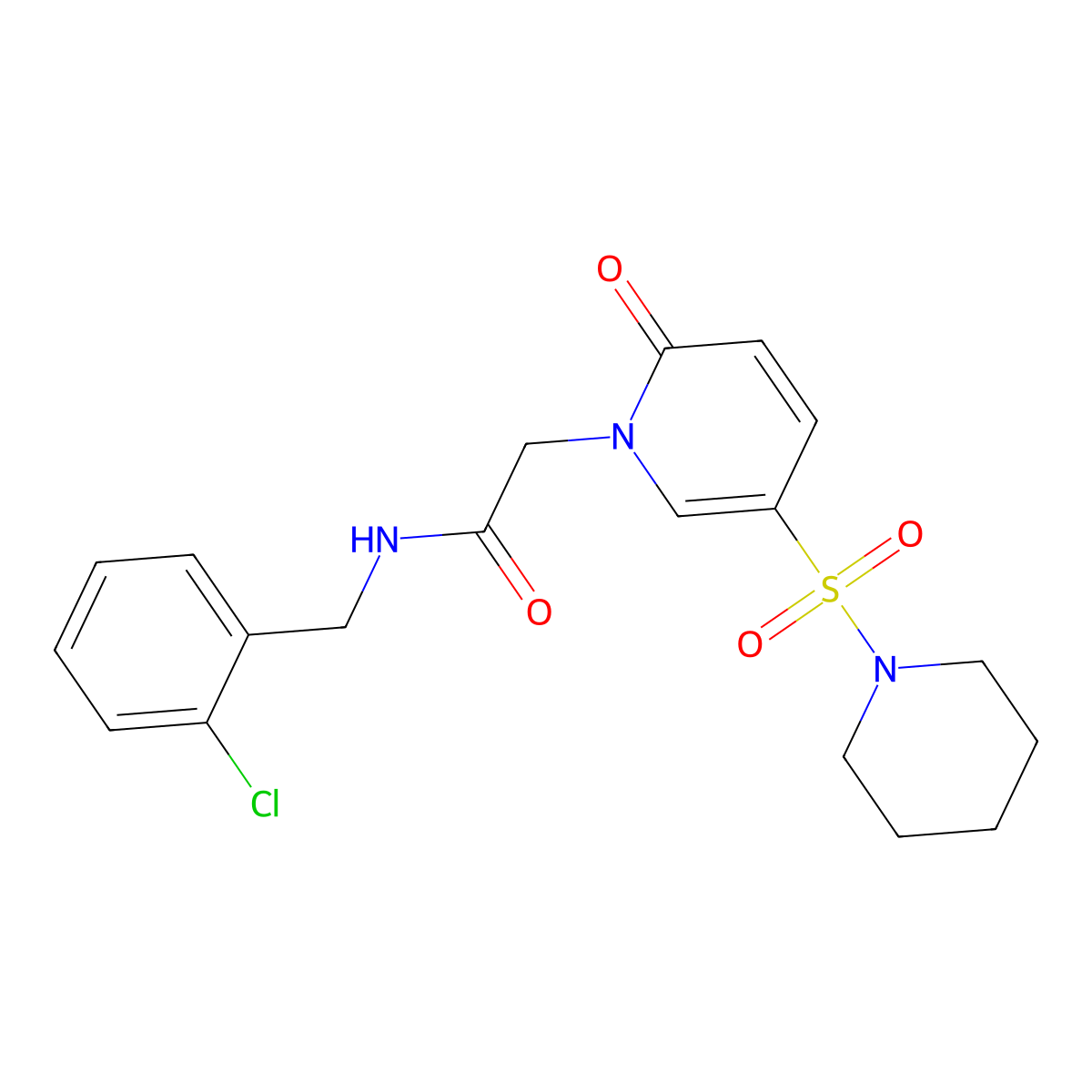 N-(2-chlorobenzyl)-2-[2-oxo-5-(piperidin-1-ylsulfonyl)pyridin-1(2H)-yl]acetamide molecular structure, CAS 1251557-36-4