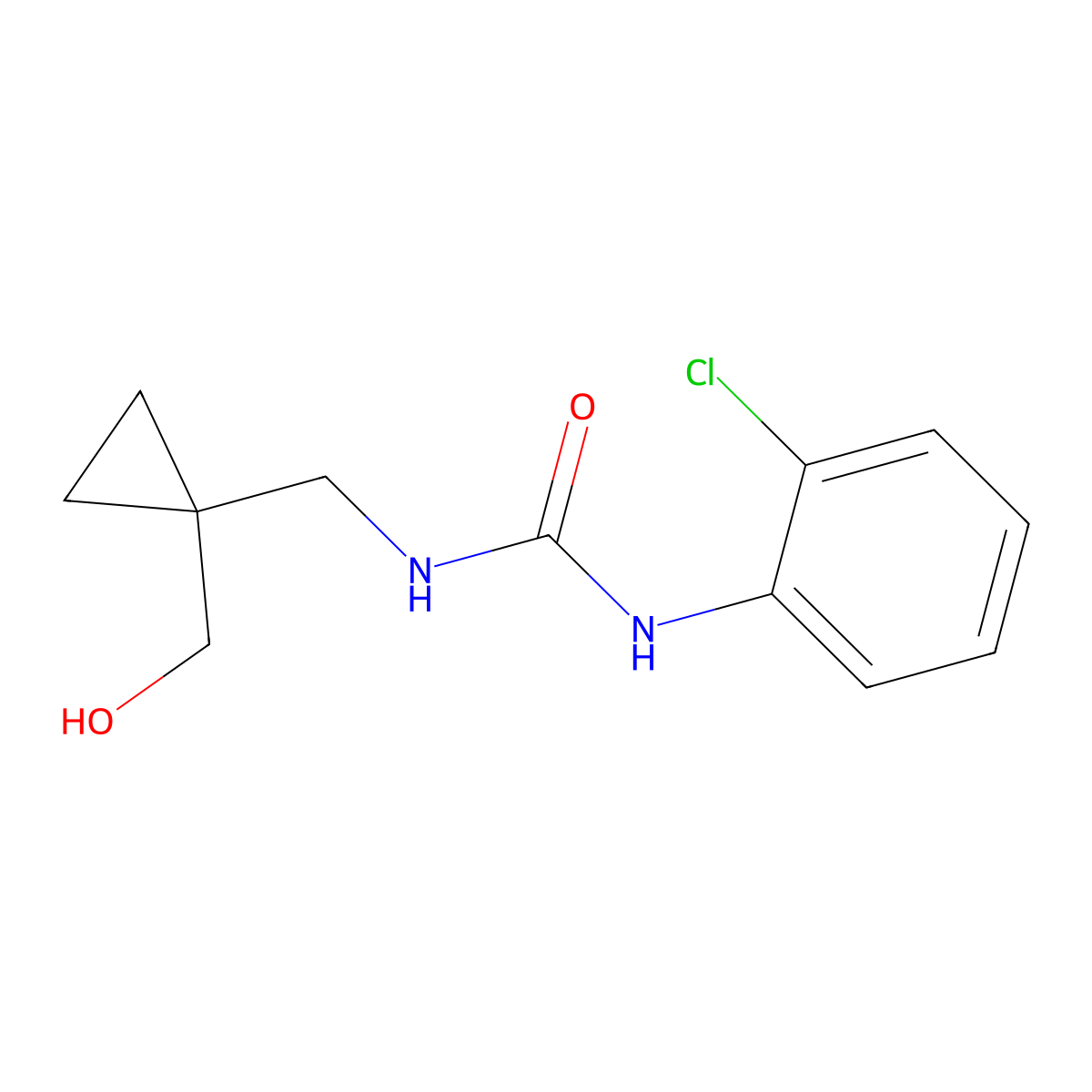 1-(2-Chlorophenyl)-3-((1-(hydroxymethyl)cyclopropyl)methyl)urea molecular structure, CAS 1251557-38-6