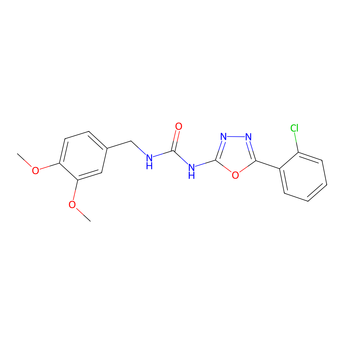 1-(5-(2-Chlorophenyl)-1,3,4-oxadiazol-2-yl)-3-(3,4-dimethoxybenzyl)urea molecular structure, CAS 1251557-39-7