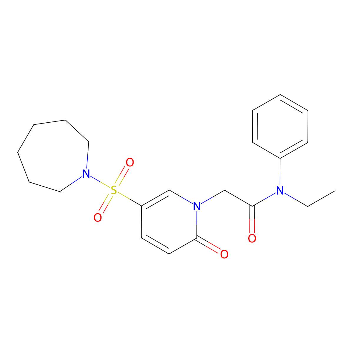 2-(5-(azepan-1-ylsulfonyl)-2-oxopyridin-1(2H)-yl)-N-ethyl-N-phenylacetamide molecular structure, CAS 1251557-41-1