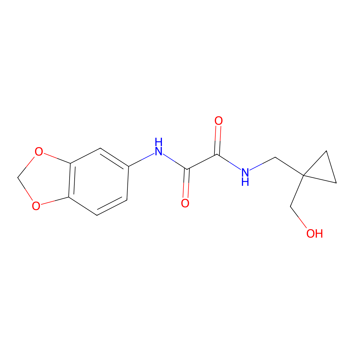 N1-(benzo[d][1,3]dioxol-5-yl)-N2-((1-(hydroxymethyl)cyclopropyl)methyl)oxalamide molecular structure, CAS 1251557-52-4
