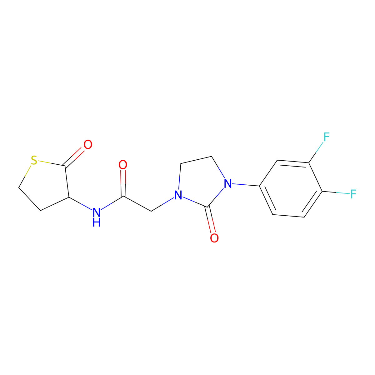 2-[3-(3,4-difluorophenyl)-2-oxoimidazolidin-1-yl]-N-(2-oxothiolan-3-yl)acetamide molecular structure, CAS 1251557-56-8