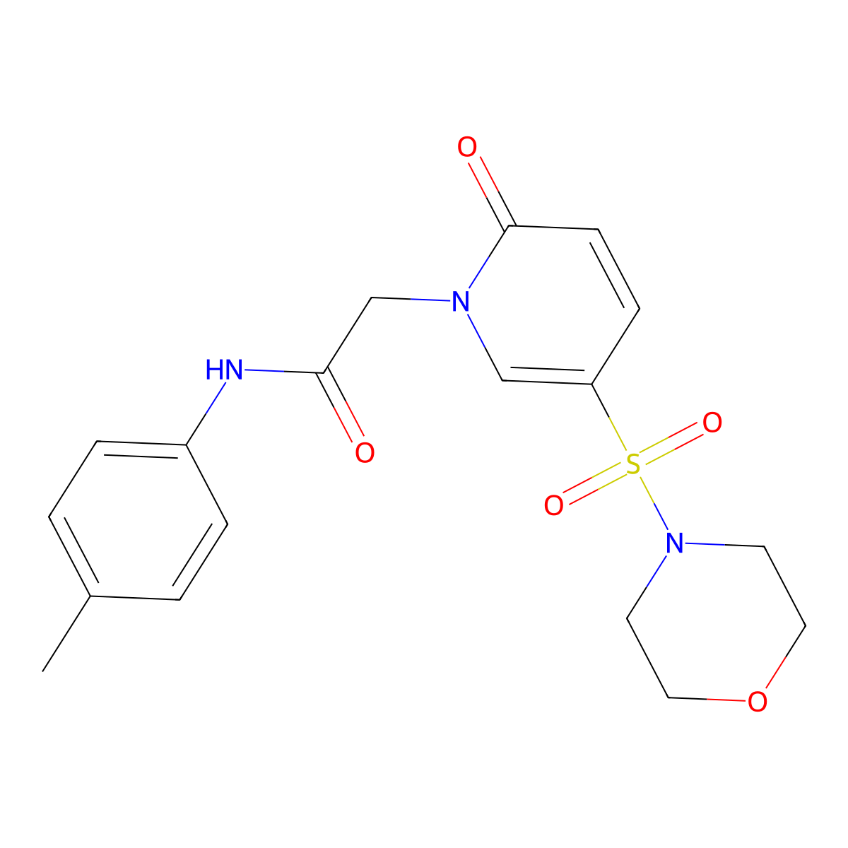 N-(4-methylphenyl)-2-[5-(morpholine-4-sulfonyl)-2-oxo-1,2-dihydropyridin-1-yl]acetamide molecular structure, CAS 1251557-61-5