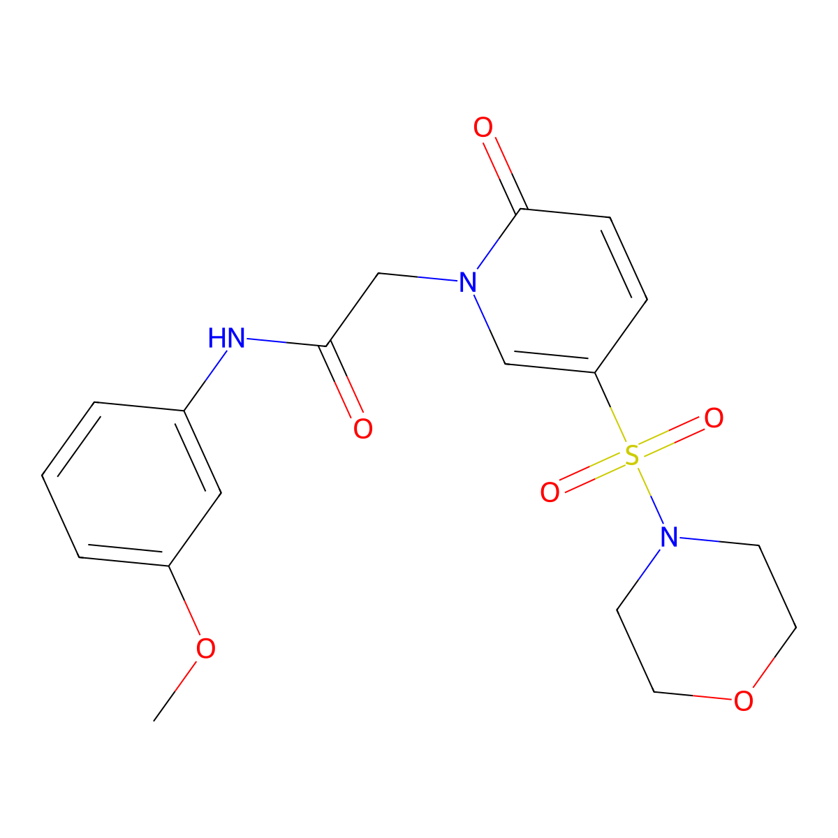 N-(3-methoxyphenyl)-2-[5-(morpholin-4-ylsulfonyl)-2-oxopyridin-1(2H)-yl]acetamide molecular structure, CAS 1251557-67-1