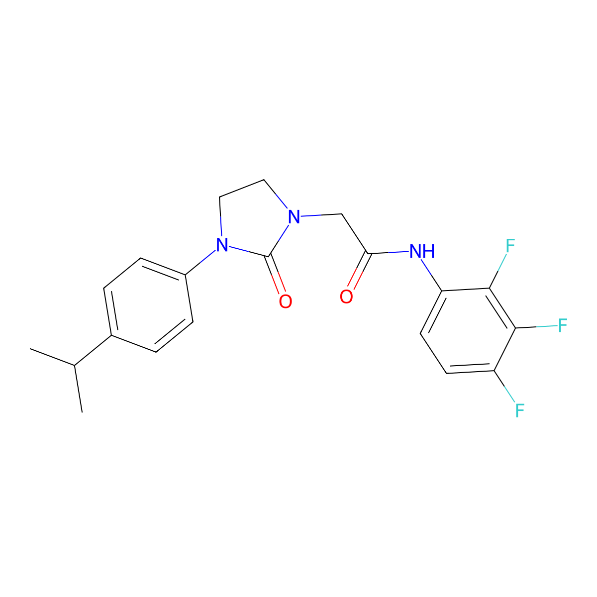 2-(3-(4-isopropylphenyl)-2-oxoimidazolidin-1-yl)-N-(2,3,4-trifluorophenyl)acetamide molecular structure, CAS 1251557-72-8