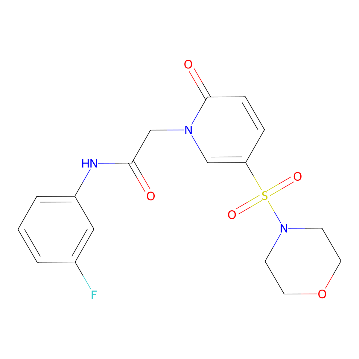 N-(3-fluorophenyl)-2-[5-(morpholine-4-sulfonyl)-2-oxo-1,2-dihydropyridin-1-yl]acetamide molecular structure, CAS 1251557-76-2