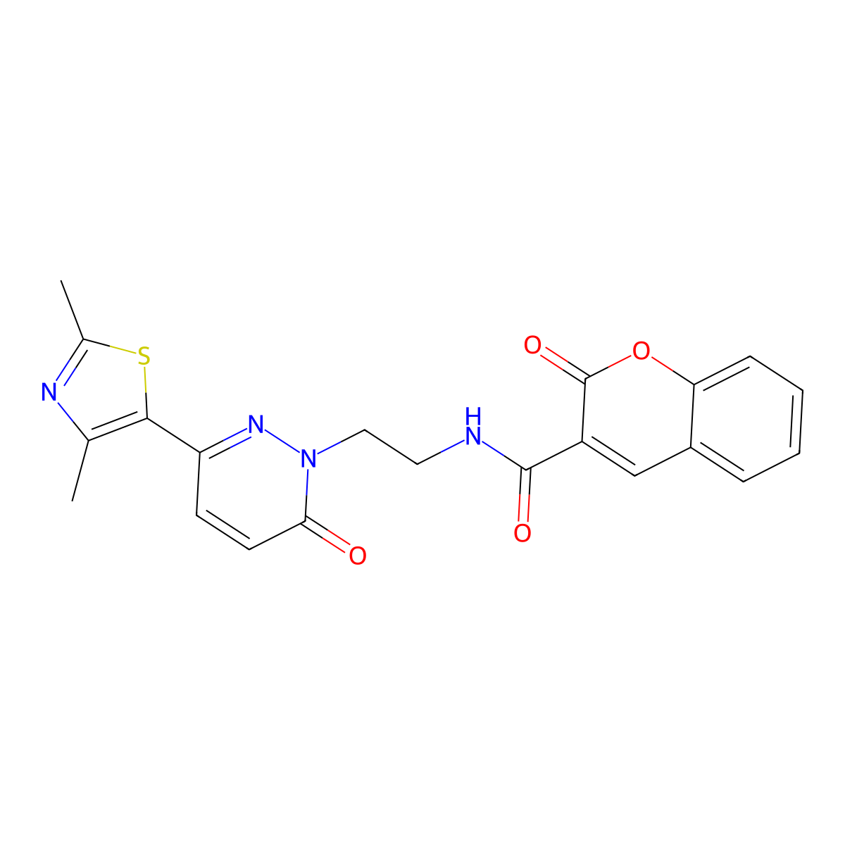 N-(2-(3-(2,4-dimethylthiazol-5-yl)-6-oxopyridazin-1(6H)-yl)ethyl)-2-oxo-2H-chromene-3-carboxamide molecular structure, CAS 1251557-79-5