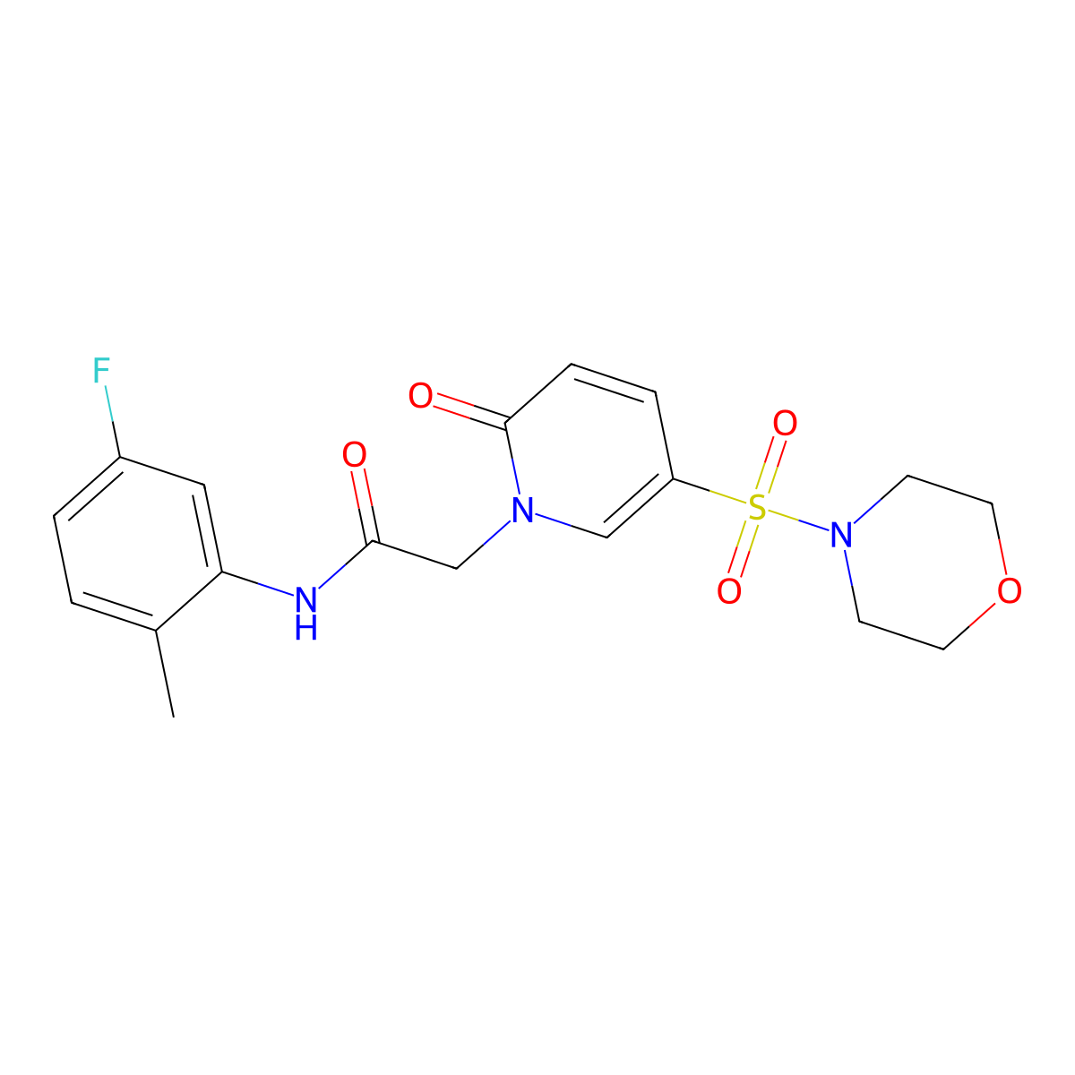 N-(5-fluoro-2-methylphenyl)-2-[5-(morpholine-4-sulfonyl)-2-oxo-1,2-dihydropyridin-1-yl]acetamide molecular structure, CAS 1251557-85-3