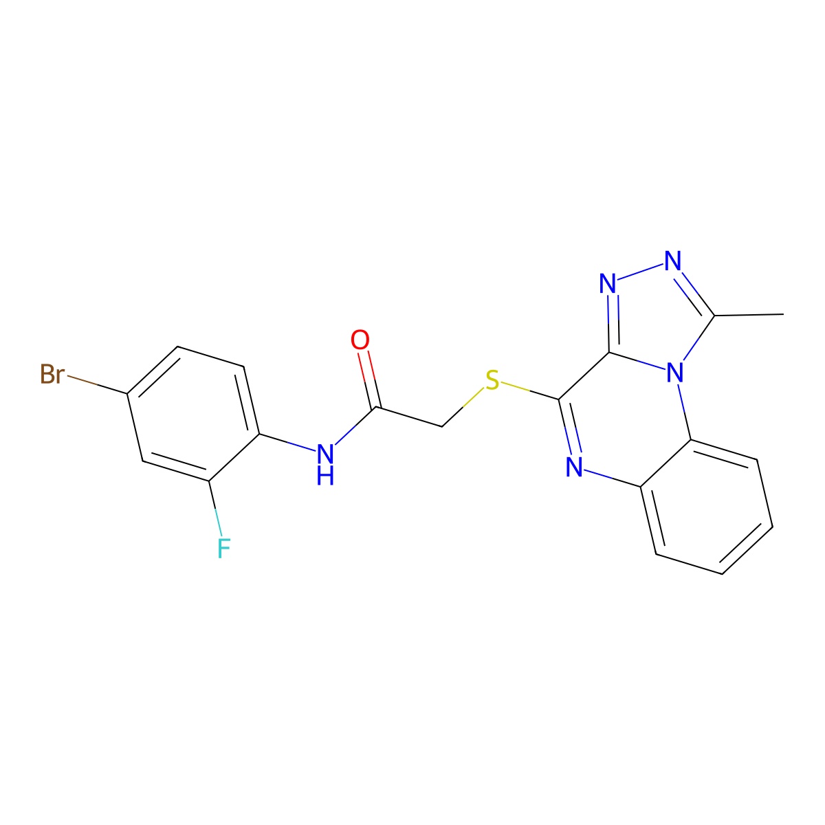 N-(4-bromo-2-fluorophenyl)-2-((1-methyl-[1,2,4]triazolo[4,3-a]quinoxalin-4-yl)thio)acetamide molecular structure, CAS 1251557-97-7