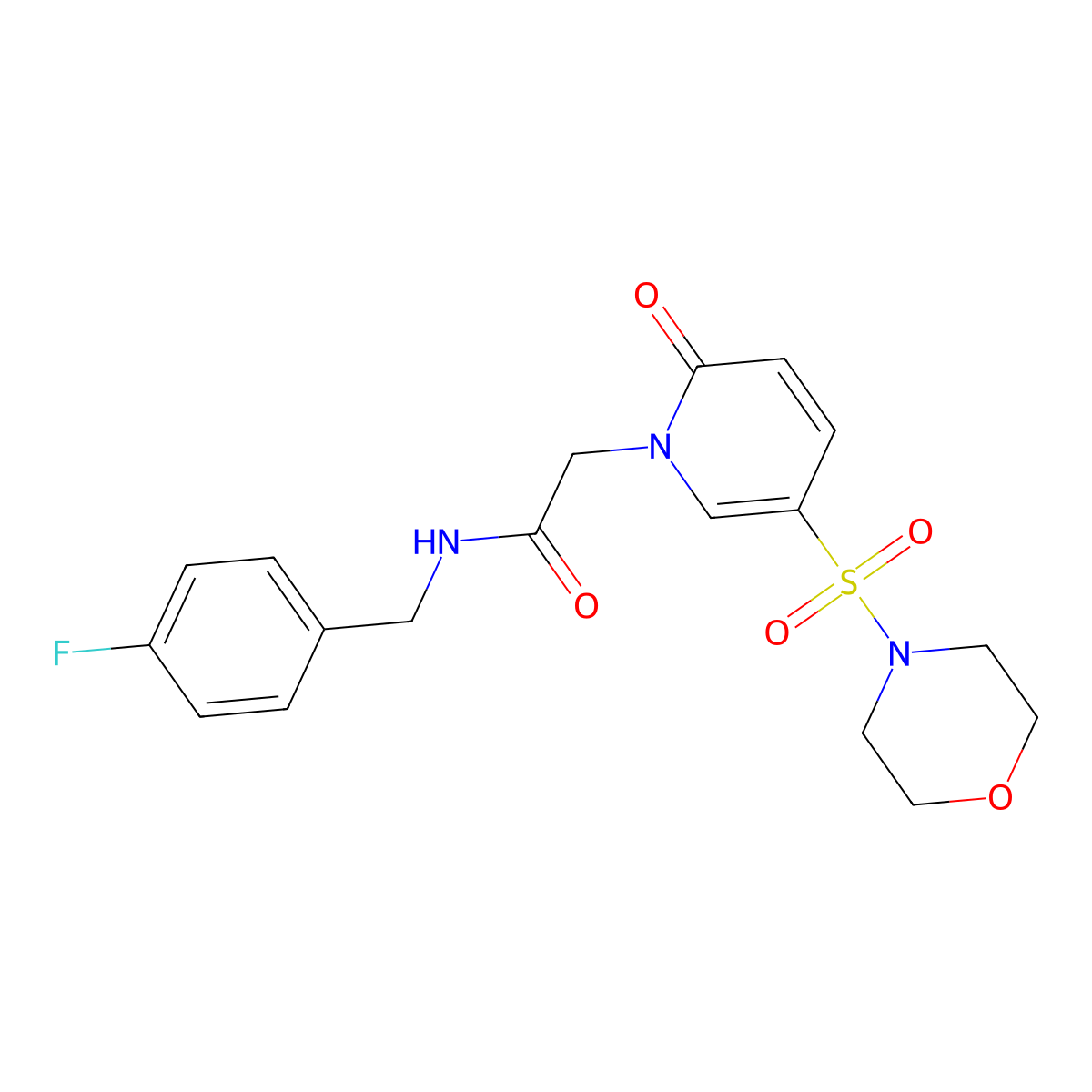 N-[(4-fluorophenyl)methyl]-2-[5-(morpholine-4-sulfonyl)-2-oxo-1,2-dihydropyridin-1-yl]acetamide molecular structure, CAS 1251558-03-8