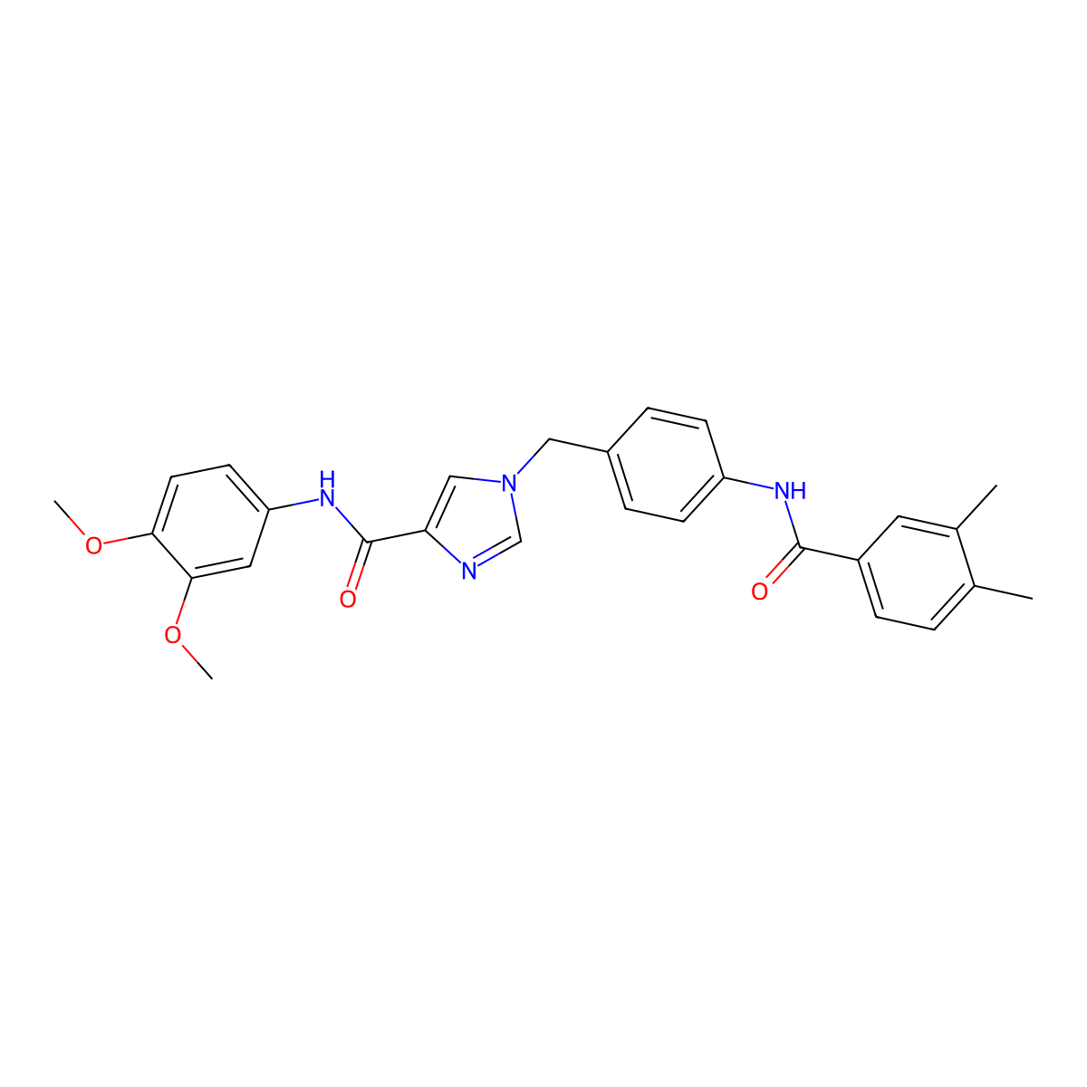 N-(3,4-dimethoxyphenyl)-1-{[4-(3,4-dimethylbenzamido)phenyl]methyl}-1H-imidazole-4-carboxamide molecular structure, CAS 1251558-07-2