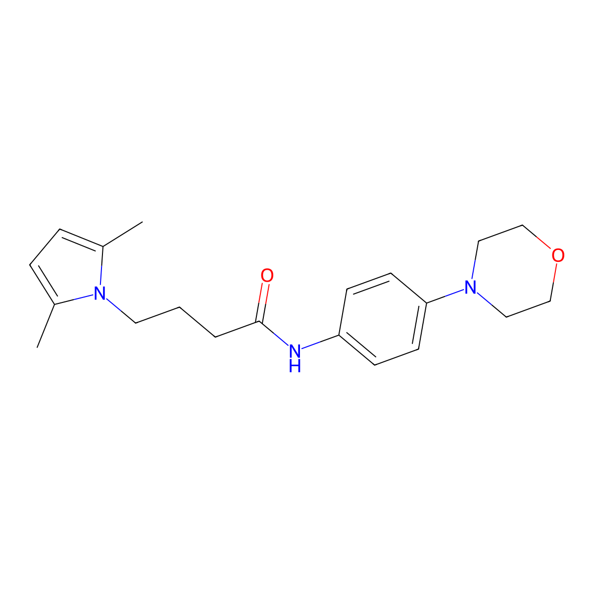 4-(2,5-dimethyl-1H-pyrrol-1-yl)-N-(4-morpholinophenyl)butanamide molecular structure, CAS 1251558-10-7