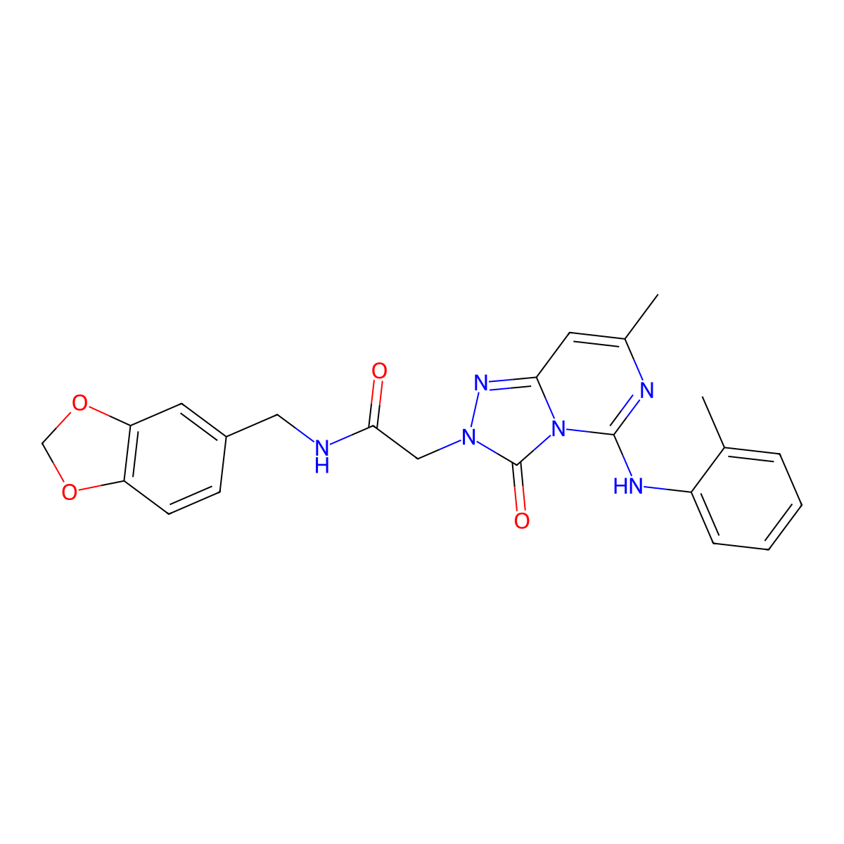 N-[(2H-1,3-benzodioxol-5-yl)methyl]-2-{7-methyl-5-[(2-methylphenyl)amino]-3-oxo-2H,3H-[1,2,4]triazolo[4,3-c]pyrimidin-2-yl}acetamide molecular structure, CAS 1251558-11-8