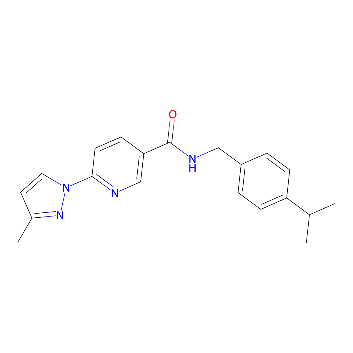 N-(4-isopropylbenzyl)-6-(3-methyl-1H-pyrazol-1-yl)nicotinamide molecular structure, CAS 1251558-14-1