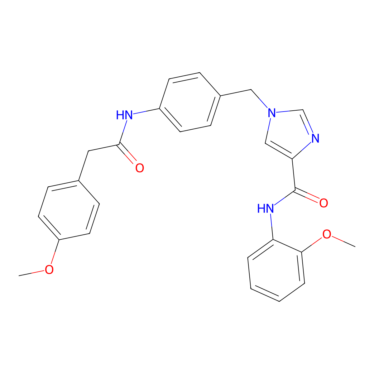 N-(2-methoxyphenyl)-1-(4-(2-(4-methoxyphenyl)acetamido)benzyl)-1H-imidazole-4-carboxamide molecular structure, CAS 1251558-15-2