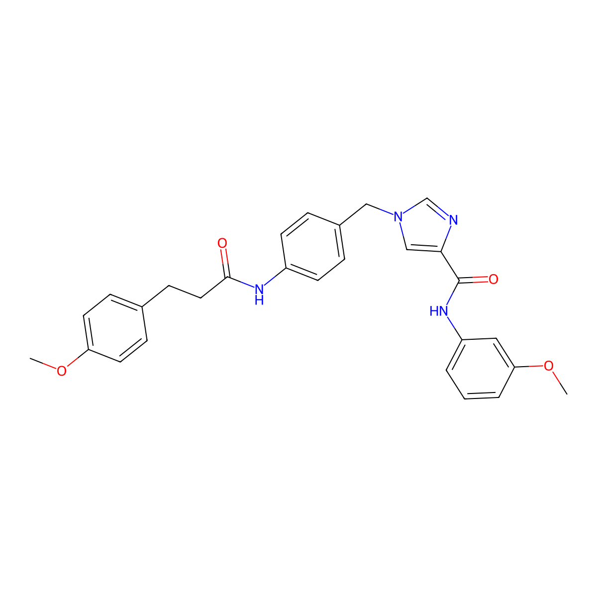 N-(3-methoxyphenyl)-1-(4-(3-(4-methoxyphenyl)propanamido)benzyl)-1H-imidazole-4-carboxamide molecular structure, CAS 1251558-21-0