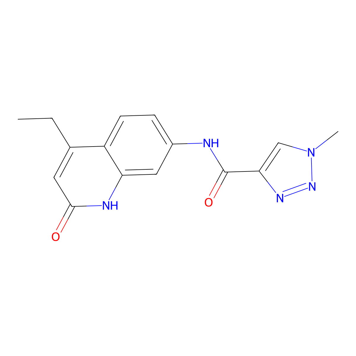 N-(4-ethyl-2-oxo-1,2-dihydroquinolin-7-yl)-1-methyl-1H-1,2,3-triazole-4-carboxamide molecular structure, CAS 1251558-23-2