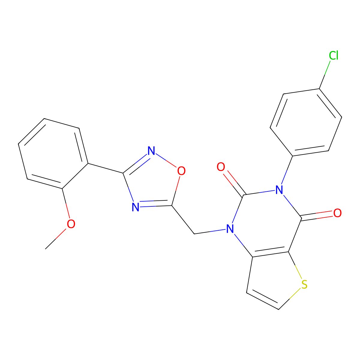 3-(4-chlorophenyl)-1-{[3-(2-methoxyphenyl)-1,2,4-oxadiazol-5-yl]methyl}-1H,2H,3H,4H-thieno[3,2-d]pyrimidine-2,4-dione molecular structure, CAS 1251558-25-4