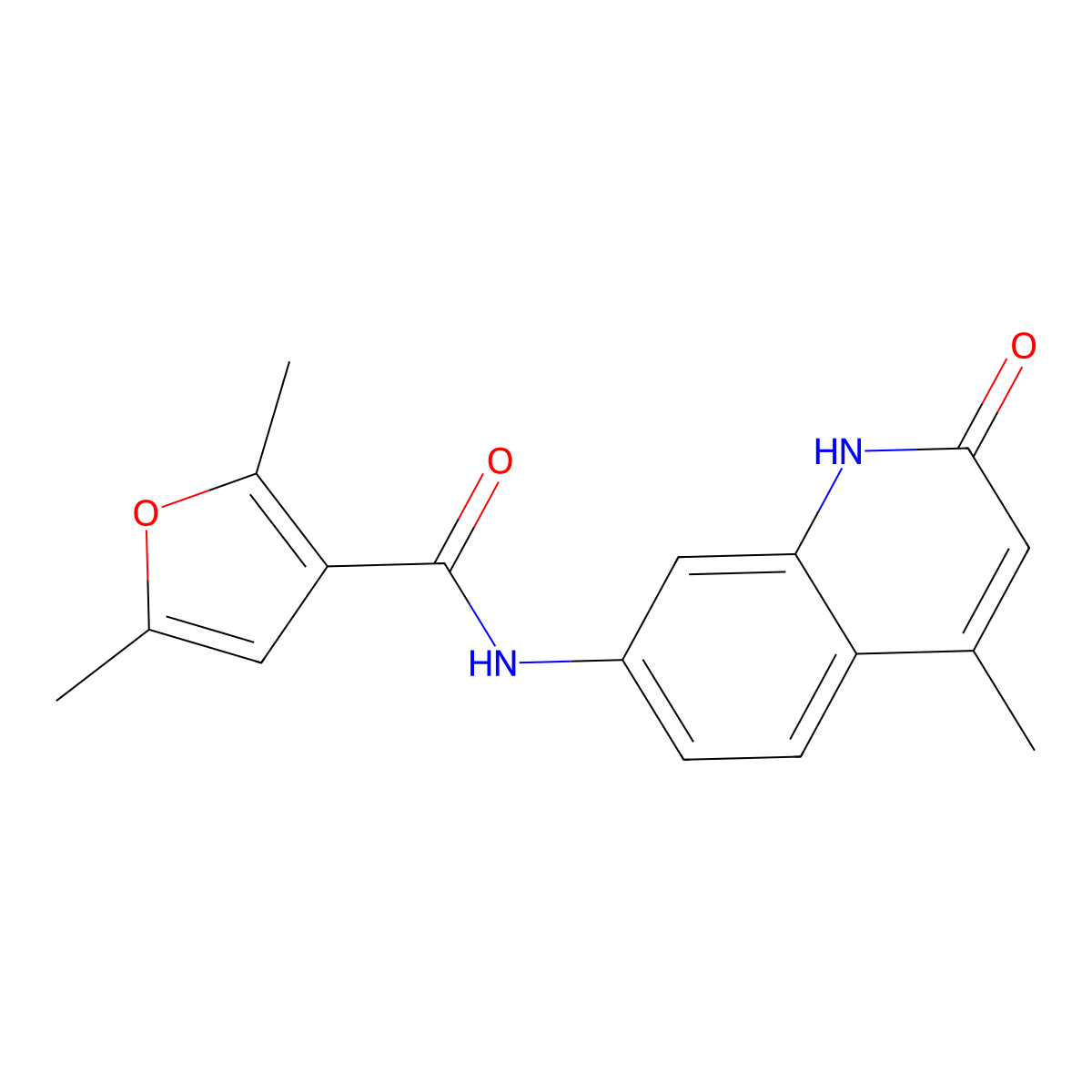 2,5-dimethyl-N-(4-methyl-2-oxo-1,2-dihydroquinolin-7-yl)furan-3-carboxamide molecular structure, CAS 1251558-37-8