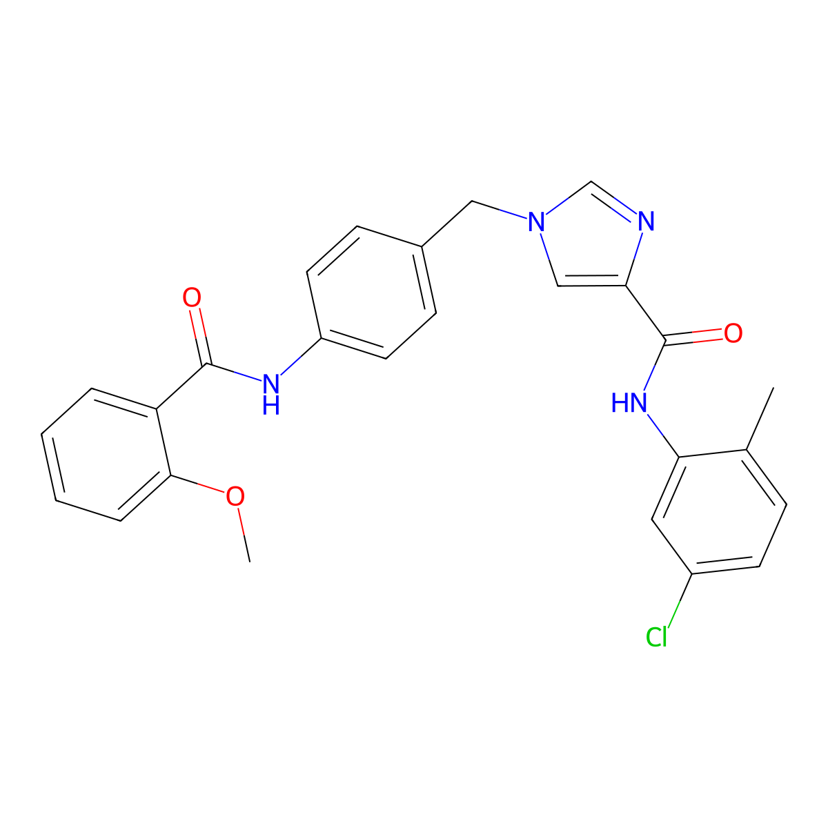 N-(5-chloro-2-methylphenyl)-1-(4-(2-methoxybenzamido)benzyl)-1H-imidazole-4-carboxamide molecular structure, CAS 1251558-38-9