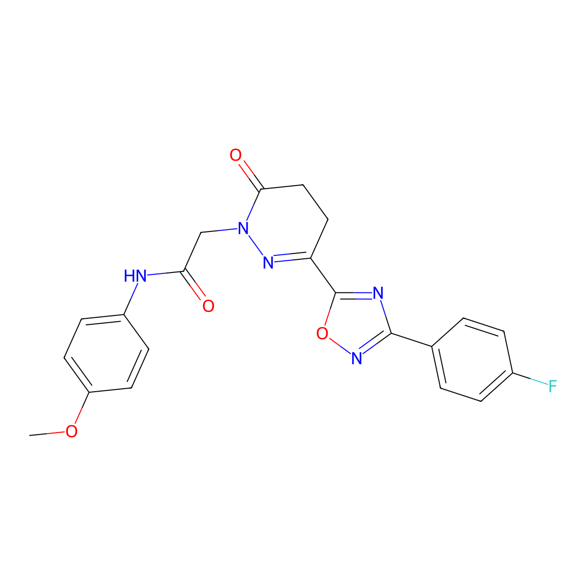 2-[3-[3-(4-fluorophenyl)-1,2,4-oxadiazol-5-yl]-6-oxo-5,6-dihydro-1(4H)-pyridazinyl]-N~1~-(4-methoxyphenyl)acetamide molecular structure, CAS 1251558-39-0
