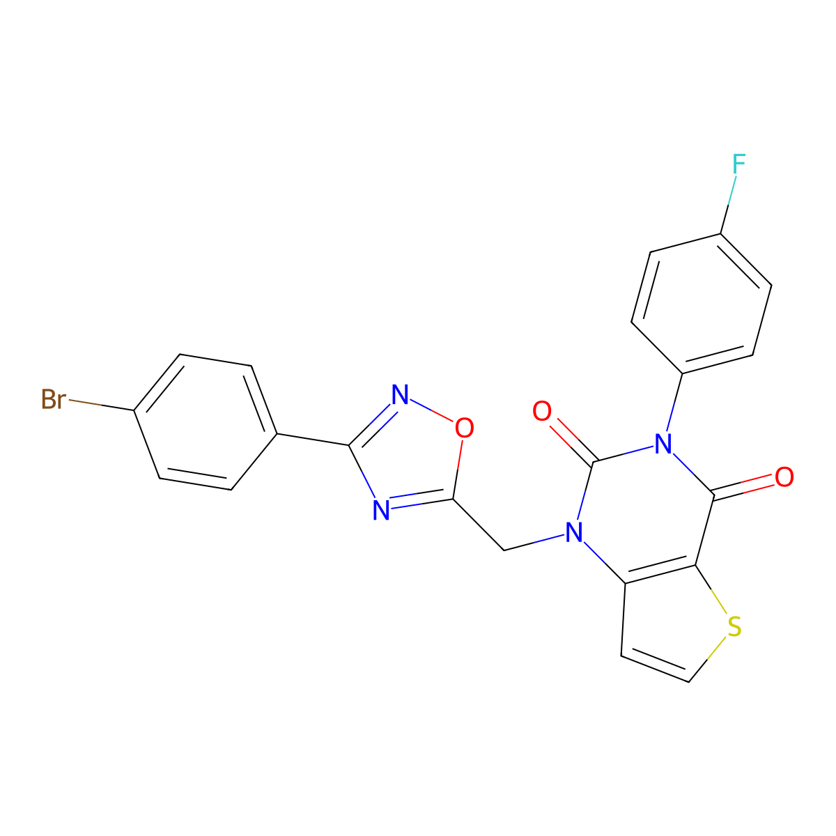 1-{[3-(4-bromophenyl)-1,2,4-oxadiazol-5-yl]methyl}-3-(4-fluorophenyl)-1H,2H,3H,4H-thieno[3,2-d]pyrimidine-2,4-dione molecular structure, CAS 1251558-41-4