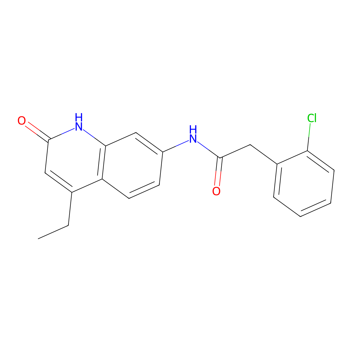 2-(2-chlorophenyl)-N-(4-ethyl-2-oxo-1,2-dihydroquinolin-7-yl)acetamide molecular structure, CAS 1251558-42-5