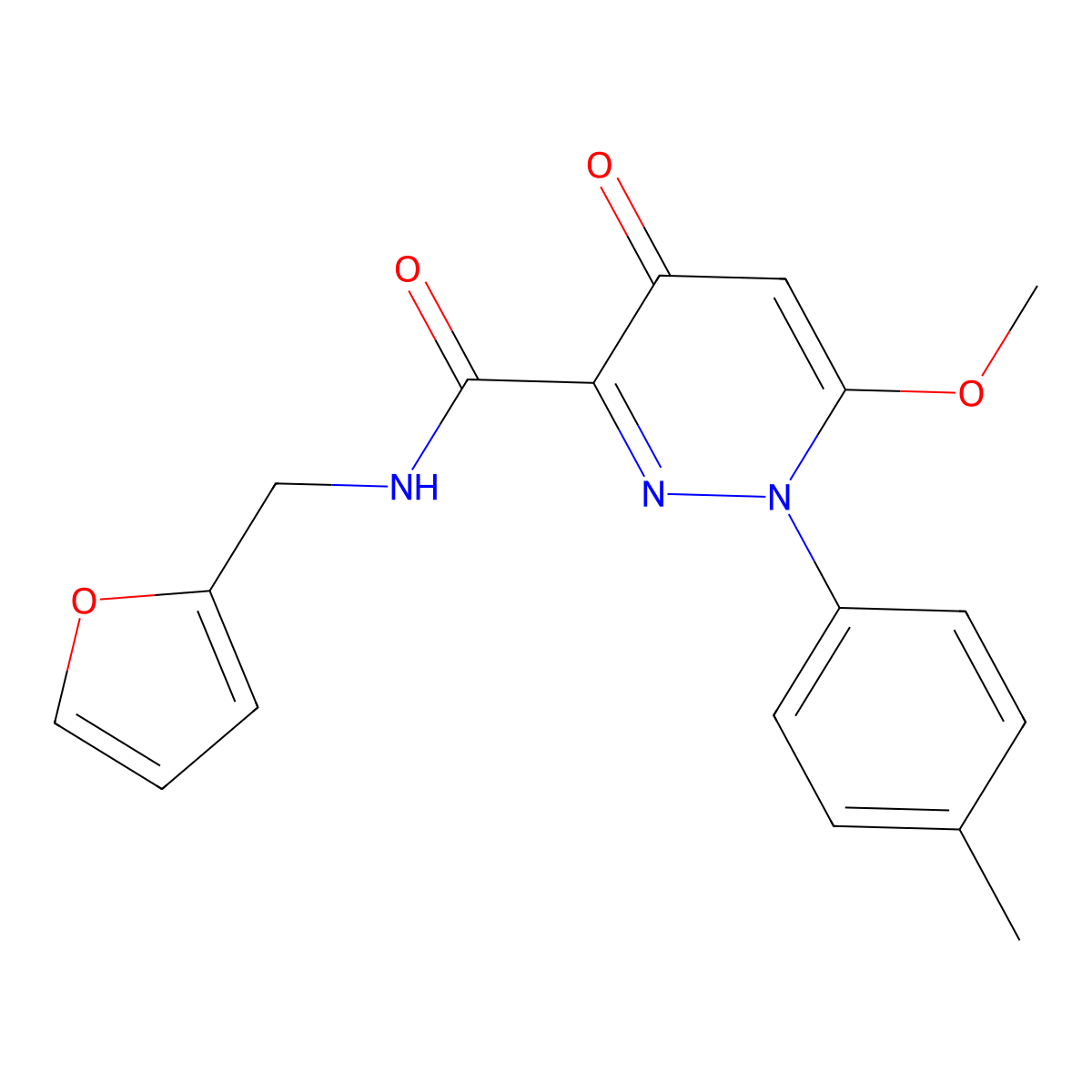 N-[(furan-2-yl)methyl]-6-methoxy-1-(4-methylphenyl)-4-oxo-1,4-dihydropyridazine-3-carboxamide molecular structure, CAS 1251558-44-7